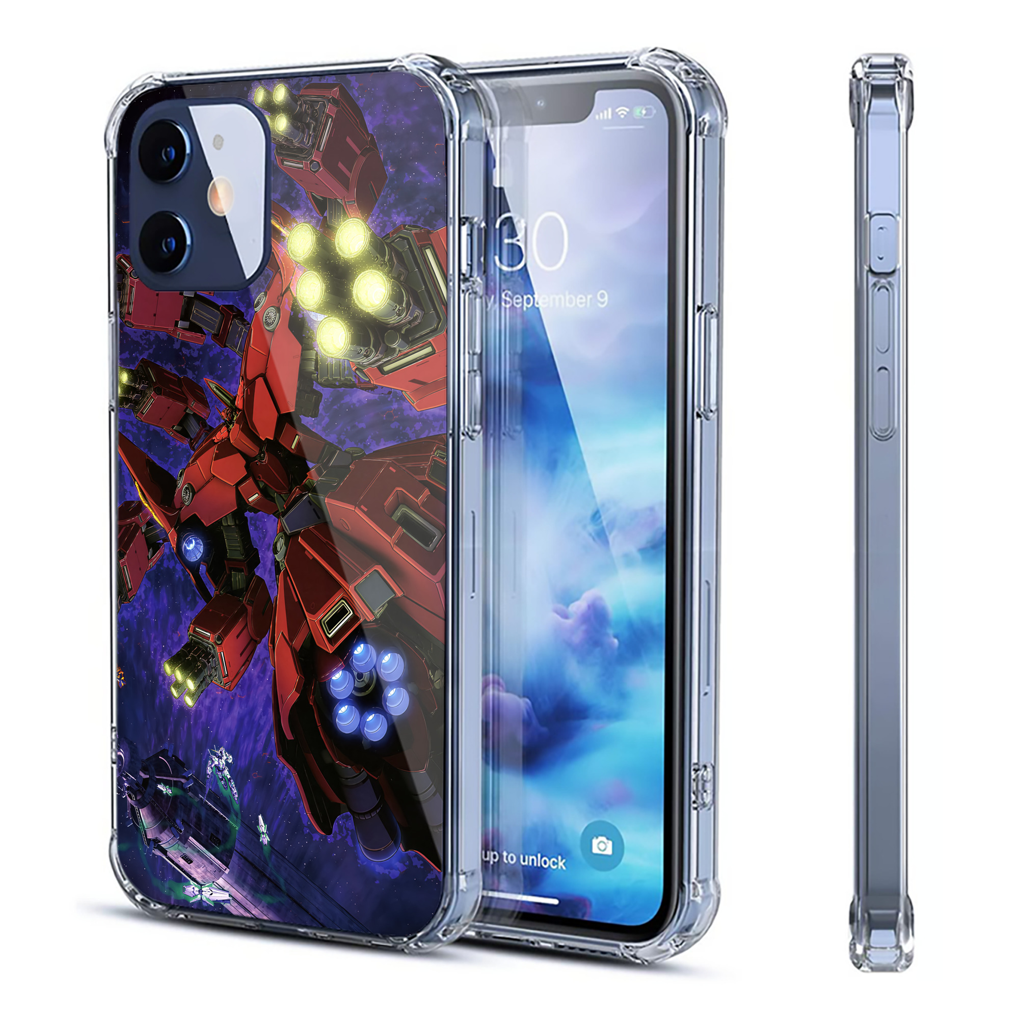 （画像用） 機動戦士ガンダム Mobile Suit Gundam 【iPhone 12シリーズ対応】透明スマホケース（クリアソフトケース）